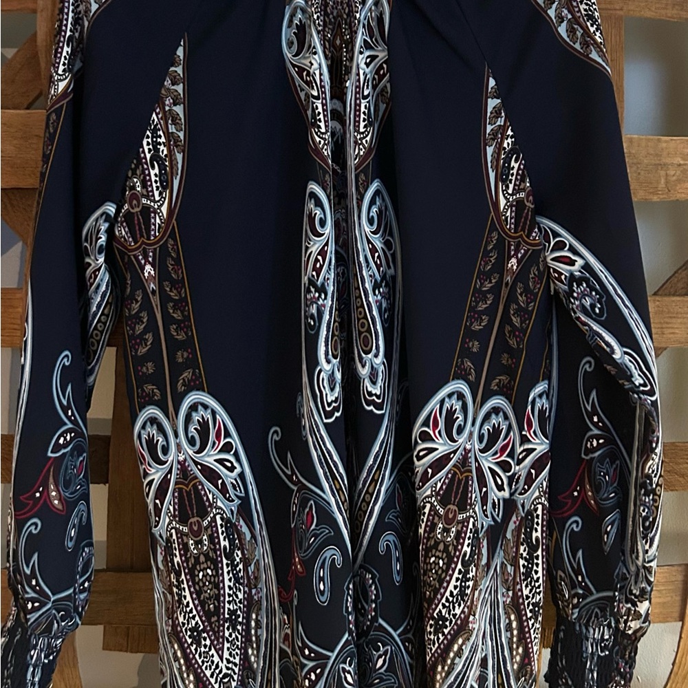 Chico’s Elegant Paisley Long Sleeve Blouse, Size 1/Medium